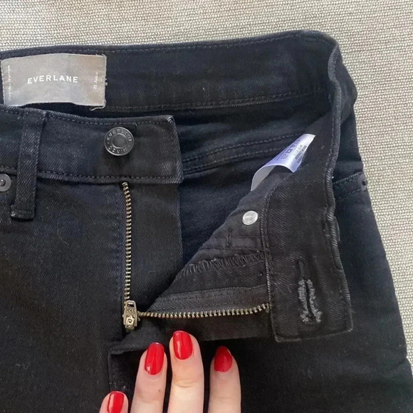 Everlane Mid-Rise Ankle Skinny Jeans Cotton Black Size 25 - Picture 11 of 12